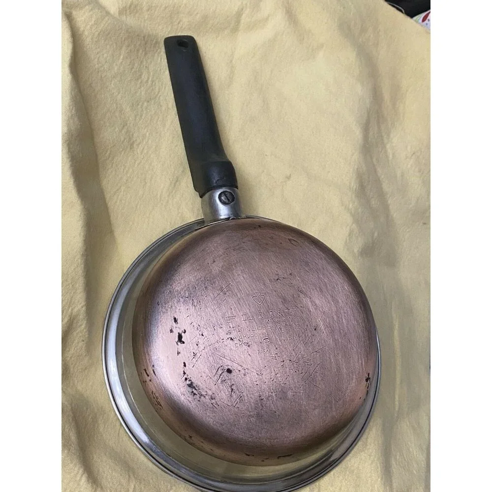 VINTAGE USA EKCO FLINT STAINLESS STEEL THICK COPPER BOTTOM CORE 7